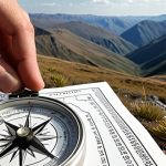 ** A person using a compass in a vast landscape, symbolizing defining a clear goal for a blog and not wandering aimlessly.  Focus on the sense of direction and purpose.

**