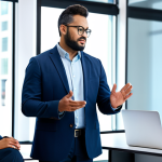 A diverse group of professionals in modest business casual attire, virtually connected and engaged in a thoughtful, respectful online discussion. Each individual exhibits an engaged and contemplative expression, seen through a clean, modern digital interface. The background is a soft-focus contemporary office space, emphasizing a collaborative and inclusive online environment. Professional photography, high resolution, perfect anatomy, correct proportions, natural pose, well-formed hands, proper finger count, safe for work, appropriate content, fully clothed, professional.