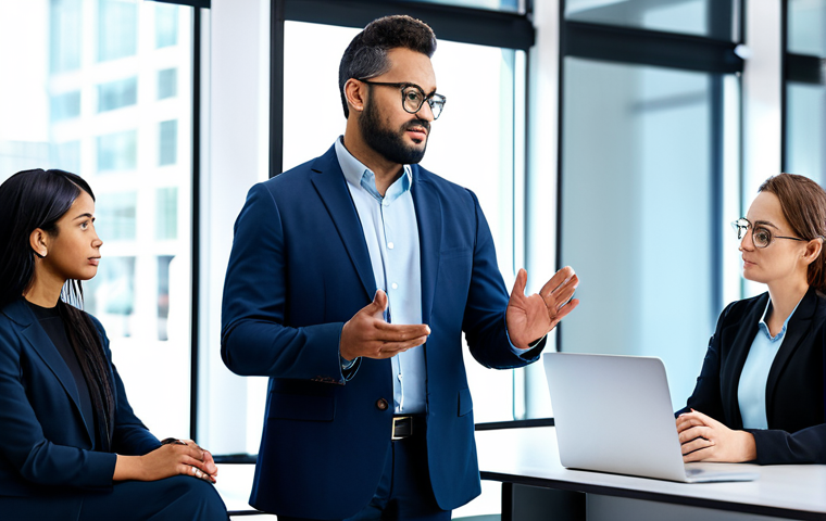 A diverse group of professionals in modest business casual attire, virtually connected and engaged in a thoughtful, respectful online discussion. Each individual exhibits an engaged and contemplative expression, seen through a clean, modern digital interface. The background is a soft-focus contemporary office space, emphasizing a collaborative and inclusive online environment. Professional photography, high resolution, perfect anatomy, correct proportions, natural pose, well-formed hands, proper finger count, safe for work, appropriate content, fully clothed, professional.